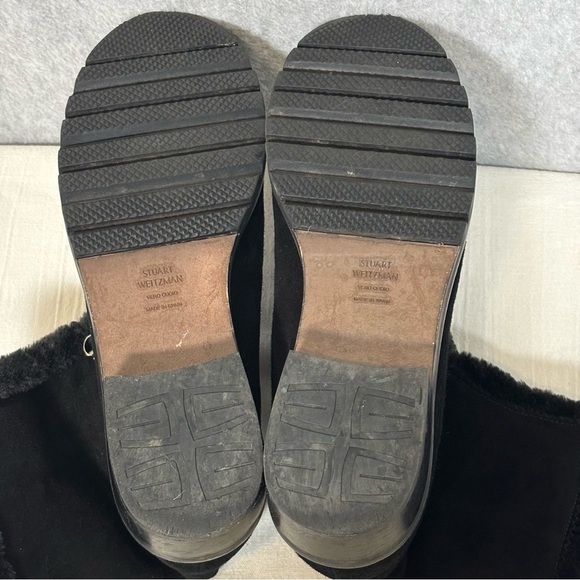 Stuart Weitzman Luge Faux Fur-Lined Suede Boots-Black-Women Size 8 - Picture 7 of 9